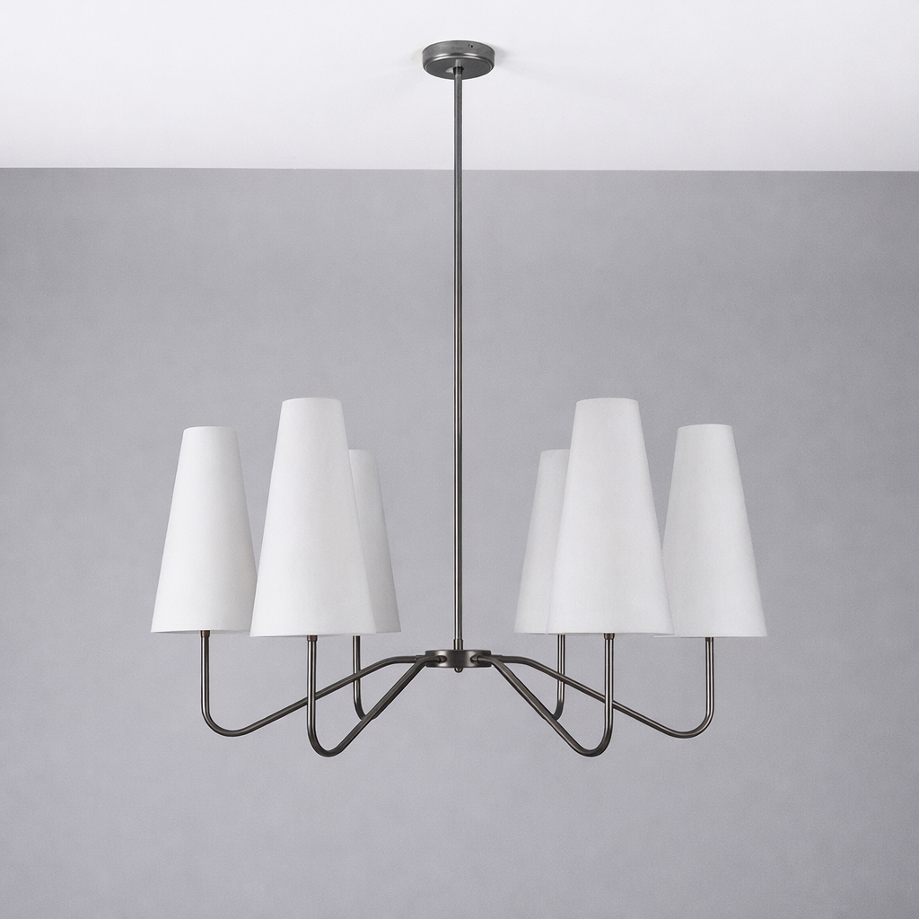 Mullan Lighting Para 6-Light Modern Brass Chandelier with Fabric Shades
