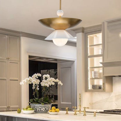 Quintiesse Saucer 4-Light Aged Brass Modern Pendant Chandelier