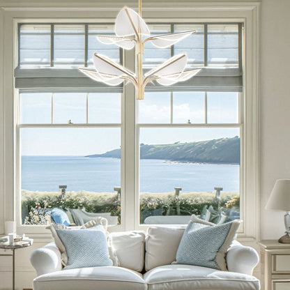 Alora Floriana 8-Light Leaf Natural Brass LED Modern Chandelier