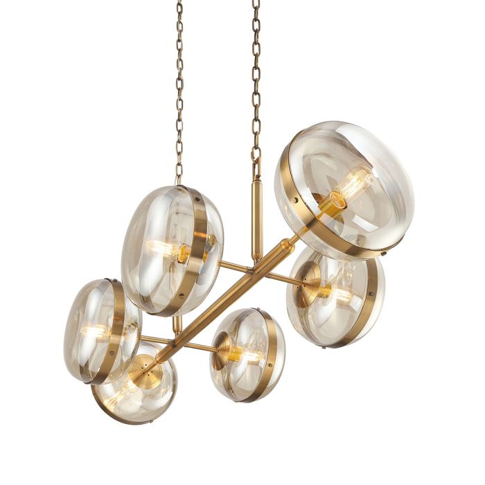 Eurofase Nottingham 6-Light Antique Brass Linear Pendant Chandelier