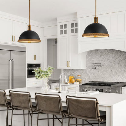 Alora Doral 2-Light Matte Black/Vintage Brass Modern Pendant Chandelier