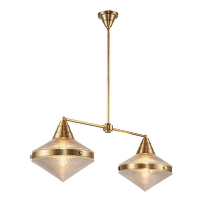 Alora Willard 2-Light Vintage Brass Linear Island Pendant Chandelier