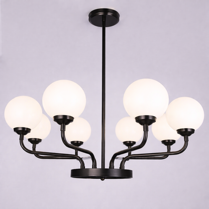 Mullan Lighting Branford 8-Light Opal Glass Globe Brass Chandelier