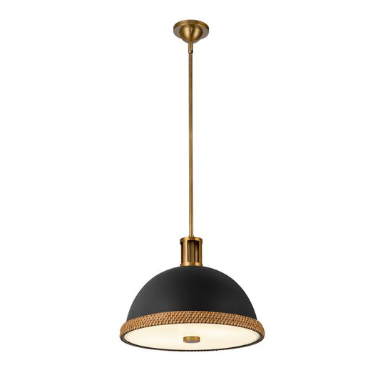 Alora Doral 2-Light Matte Black/Vintage Brass Modern Pendant Chandelier