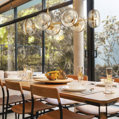 Eurofase Nottingham 6-Light Antique Brass Linear Pendant Chandelier