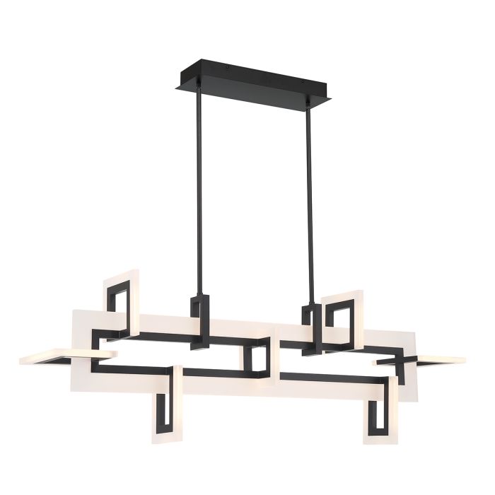 Eurofase Inizio Matte Black Modern Medium Linear Pendant Chandelier