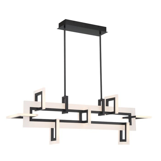 Eurofase Inizio Matte Black Modern Medium Linear Pendant Chandelier