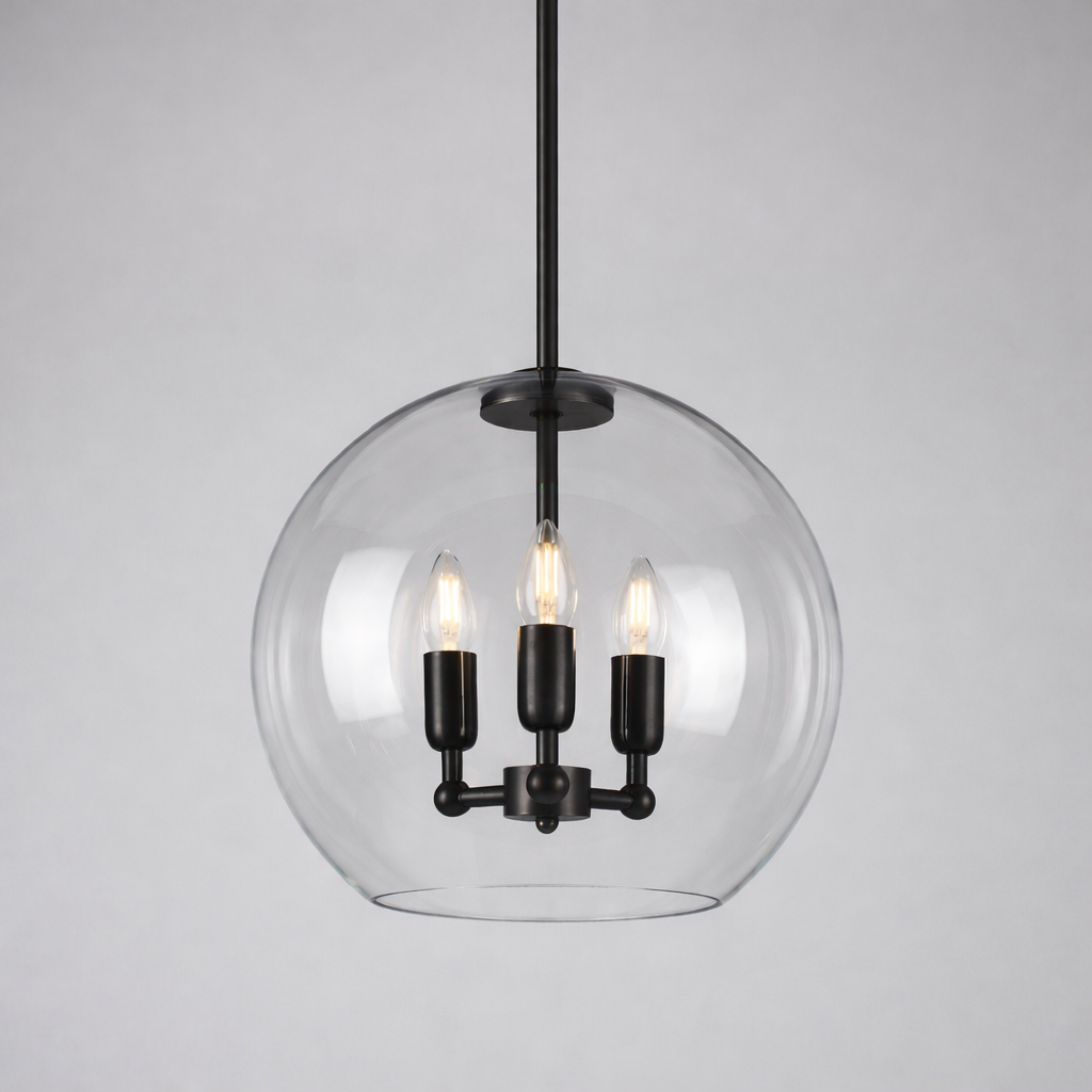 Mullan Lighting Clermont 3-Light Modern Mini Chandelier with Open Glass Globe