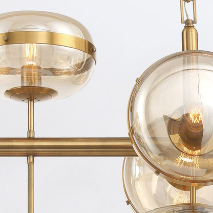 Eurofase Nottingham 10-Light Antique Brass Linear Pendant Chandelier