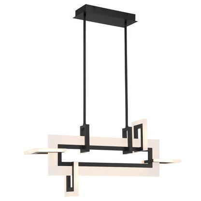 Eurofase Inizio Matte Black Modern Small Linear Pendant Chandelier