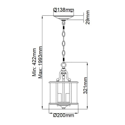 Hinkley Gentry 3-Light Polished Brass Small Lantern Pendant Chandelier