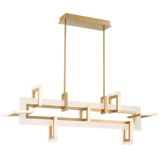 Eurofase Inizio Matte Gold Modern Medium Linear Pendant Chandelier