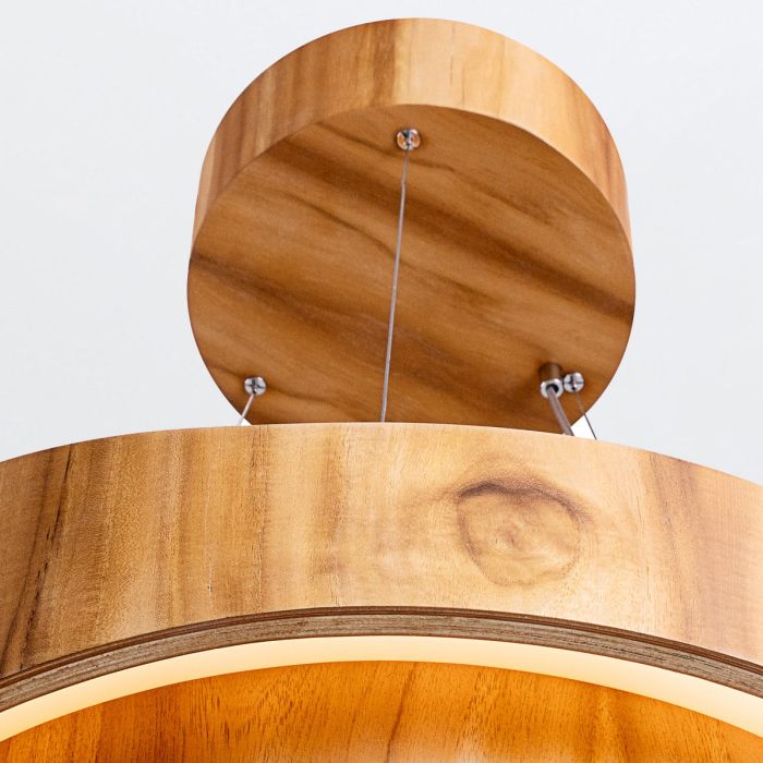 Accord Lighting Horizon LED Teak Veneer Medium Ring Pendant Chandelier