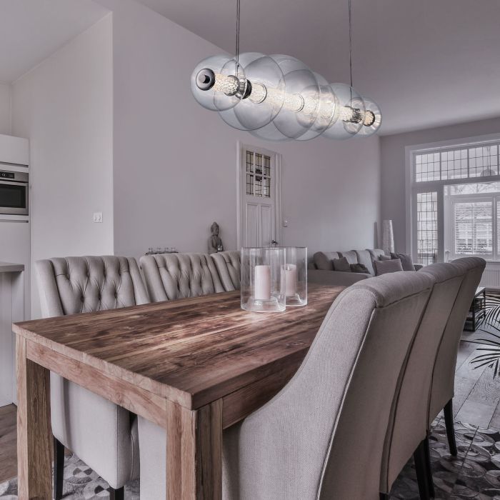 Eurofase Atomo 7-Light Polished Chrome Linear Island Pendant Chandelier