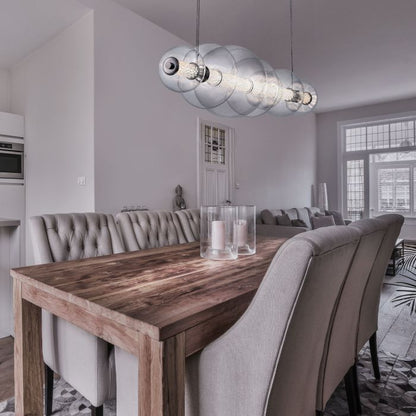 Eurofase Atomo 7-Light Polished Chrome Linear Island Pendant Chandelier