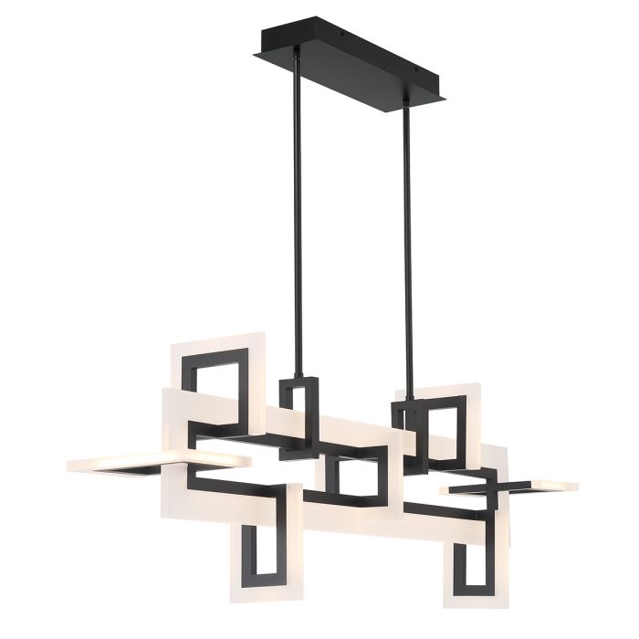 Eurofase Inizio Matte Black Modern Medium Linear Pendant Chandelier