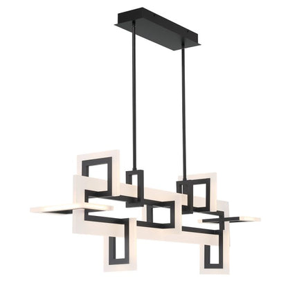 Eurofase Inizio Matte Black Modern Medium Linear Pendant Chandelier