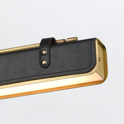Alora Valise 1-Light Vintage Brass & Tuxedo Leather Linear LED Island Pendant Chandelier