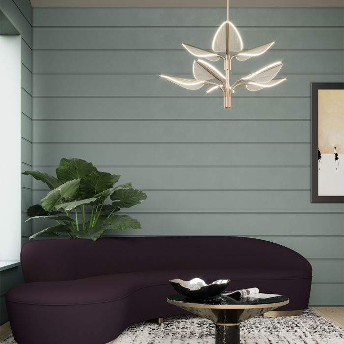 Alora Floriana 8-Light Leaf Natural Brass LED Modern Chandelier