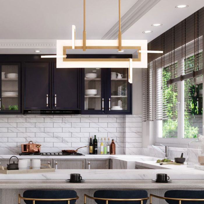 Eurofase Inizio Matte Gold Modern Small Linear Pendant Chandelier