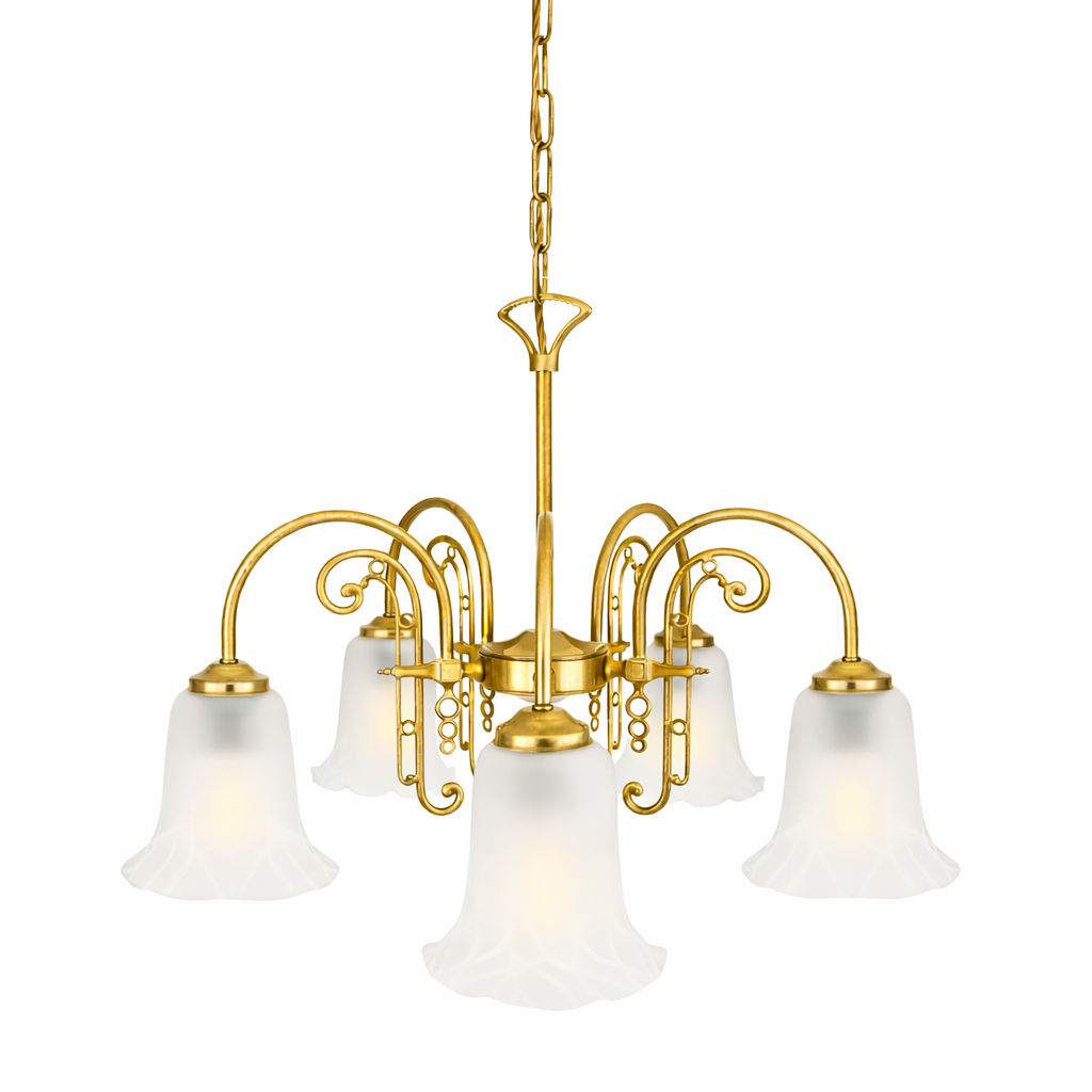 Mullan Lighting Medan 5-Light Brass & Glass Chandelier