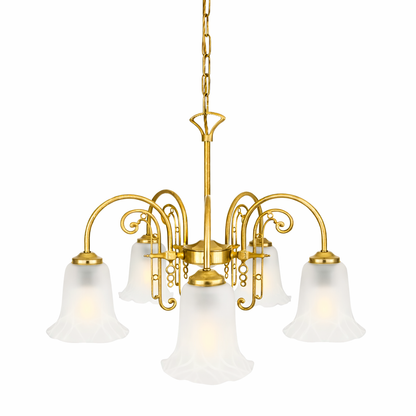 Mullan Lighting Medan 5-Light Brass & Glass Chandelier