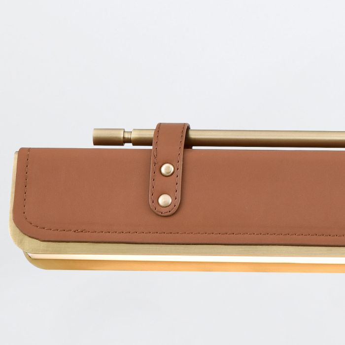 Alora Valise 1-Light Vintage Brass & Cognac Leather Linear LED Island Pendant Chandelier