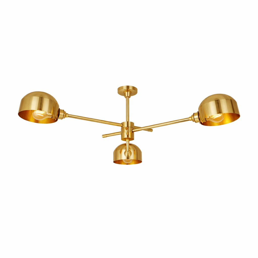 Mullan Lighting San Jose 3-Light Brass Flush Chandelier