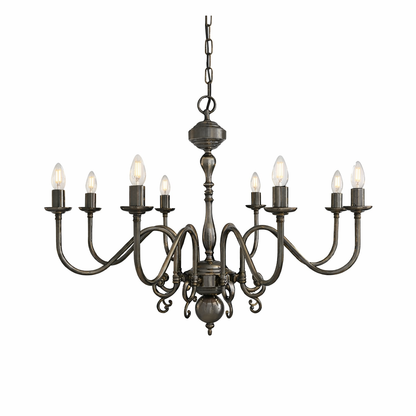 Mullan Lighting Flemish 8-Light Brass Candle Chandelier