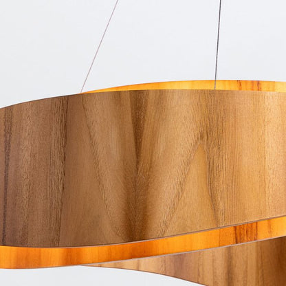 Accord Lighting Horizon LED Teak Veneer Large Ring Pendant Chandelier