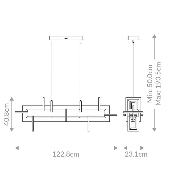 Eurofase Inizio Matte Black Modern Medium Linear Pendant Chandelier