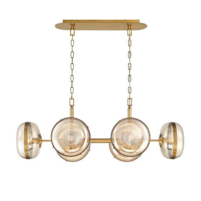 Eurofase Nottingham 6-Light Antique Brass Linear Pendant Chandelier