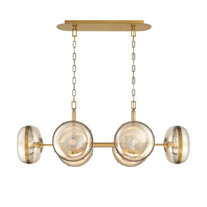 Eurofase Nottingham 6-Light Antique Brass Linear Pendant Chandelier