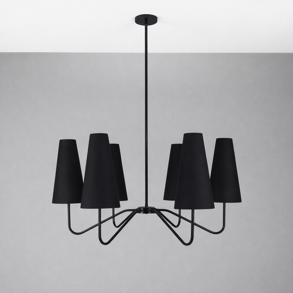 Mullan Lighting Para 6-Light Modern Brass Chandelier with Fabric Shades