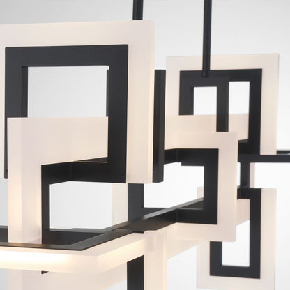 Eurofase Inizio Matte Black Modern Medium Linear Pendant Chandelier