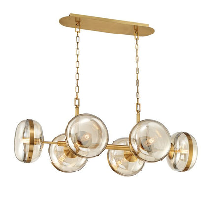 Eurofase Nottingham 6-Light Antique Brass Linear Pendant Chandelier