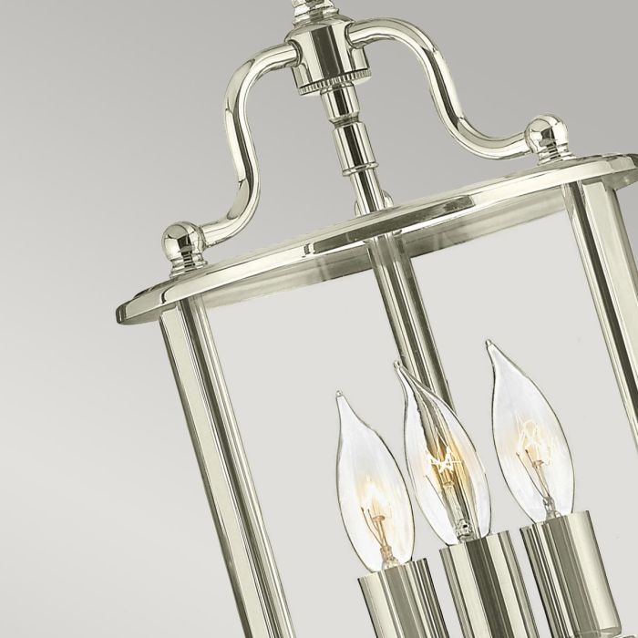 Hinkley Gentry 3-Light Polished Nickel Small Lantern Pendant Chandelier