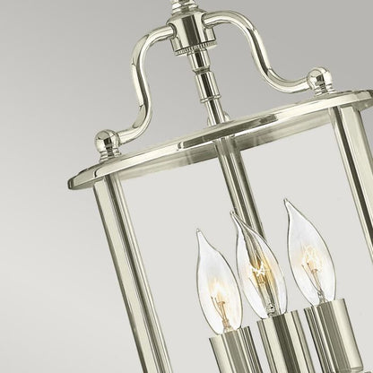 Hinkley Gentry 3-Light Polished Nickel Small Lantern Pendant Chandelier