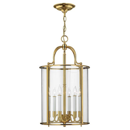 Hinkley Gentry 6-Light Polished Brass Large Lantern Pendant Chandelier