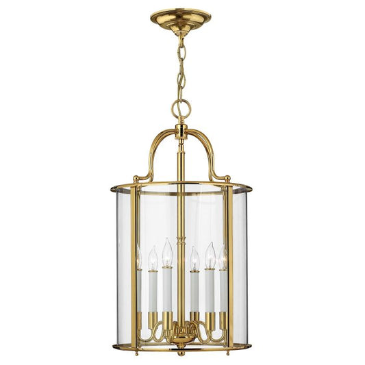Hinkley Gentry 6-Light Polished Brass Large Lantern Pendant Chandelier