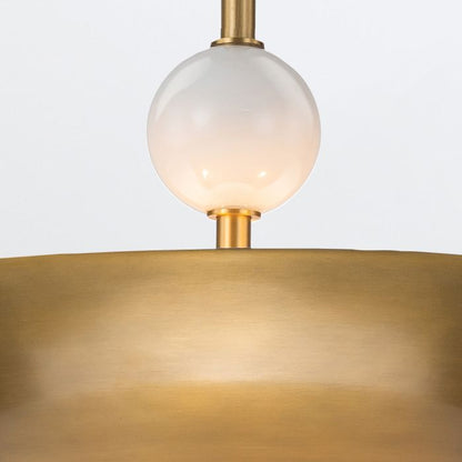 Quintiesse Saucer 4-Light Aged Brass Modern Pendant Chandelier