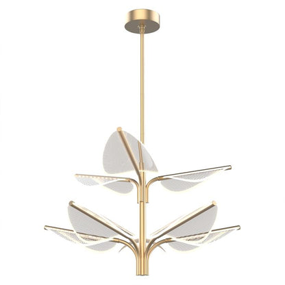 Alora Floriana 8-Light Leaf Natural Brass LED Modern Chandelier