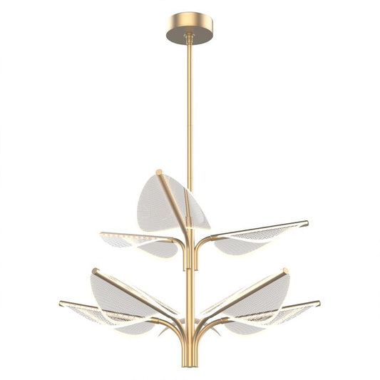 Alora Floriana 8-Light Leaf Natural Brass LED Modern Chandelier
