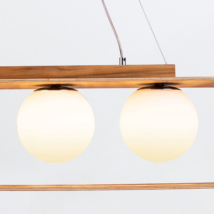 Accord Lighting Sfera 3-Light Teak Veneer Linear Pendant Chandelier