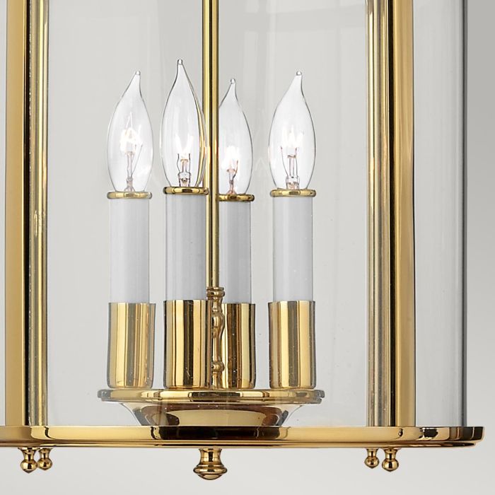 Hinkley Gentry 4-Light Polished Brass Medium Lantern Pendant Chandelier
