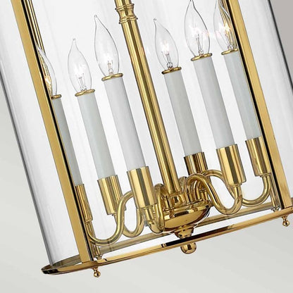 Hinkley Gentry 6-Light Polished Brass Large Lantern Pendant Chandelier