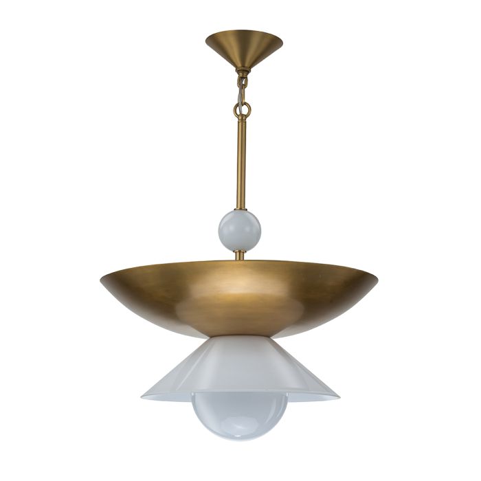 Quintiesse Saucer 4-Light Aged Brass Modern Pendant Chandelier
