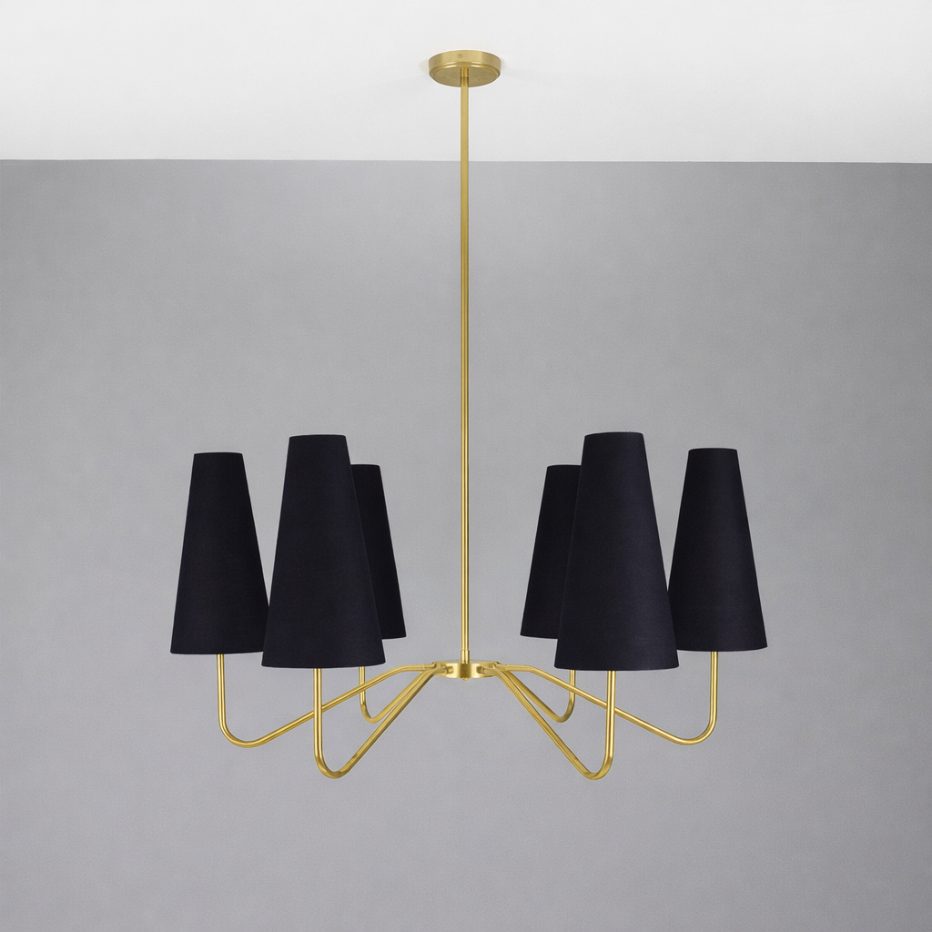 Mullan Lighting Para 6-Light Modern Brass Chandelier with Fabric Shades