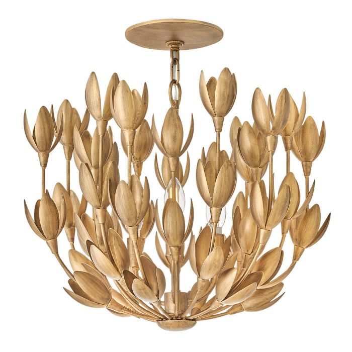 Hinkley Flora 3-Light Burnished Gold Modern Duo-Mount Pendant Chandelier