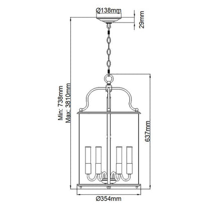 Hinkley Gentry 6-Light Polished Nickel Large Lantern Pendant Chandelier